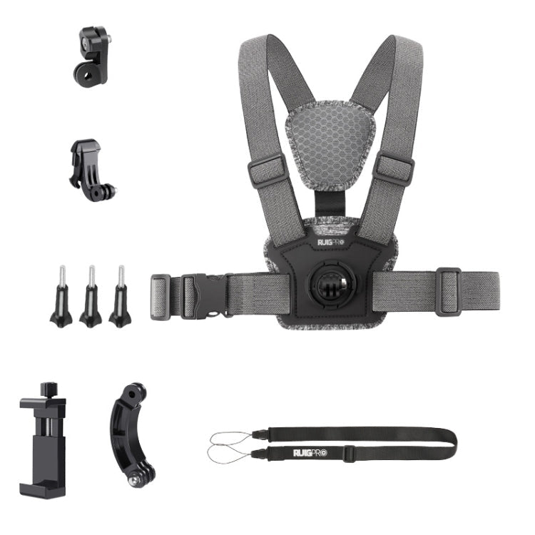 Adjustable Body Mount Belt Chest Strap with Mount & Screw, 3 in 1, 4 in 1, 6 in 1 Phone Clamp, 6 in 1 360 Phone Clamp, 7 in 1 Phone Clamp - ORIWHIZChest BeltDJI & Insta360 AccessoriesRUIGPRO