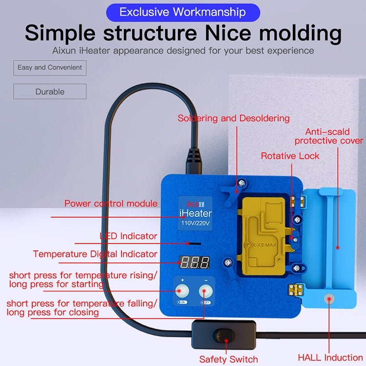 AIXUN iHeater Double Layers Board Pre - heating Soldering Rework Station for iPhone X - 12, US Plug, AIXUN iHeater - ORIWHIZ
