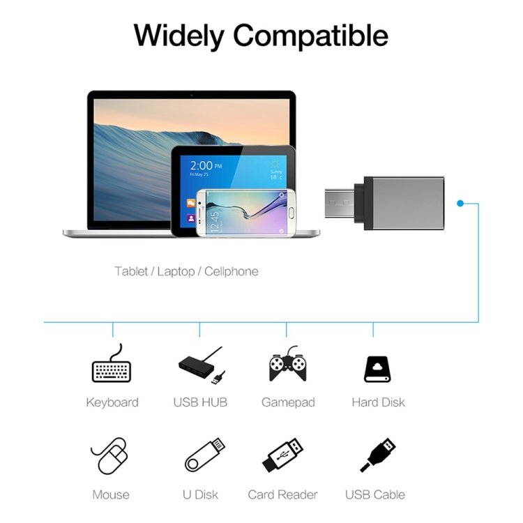 Aluminum Alloy USB - C / Type - C 3.1 Male to USB 3.0 Female Data / Charger Adapter - ORIWHIZ