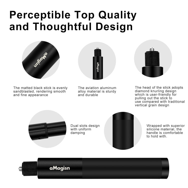 aMagisn 70cm Invisible Straight Pull Selfie Stick Sports Camera Accessories, Single Rod, Rod+1/4 Turn 3 Jaw+Screw, Rod+1/4 Turn 3 Jaw+Screw+Phone Clip - ORIWHIZaMagisnDJI & Insta360 AccessoriesExtendable Pole
