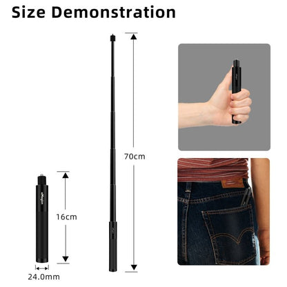 aMagisn 70cm Invisible Straight Pull Selfie Stick Sports Camera Accessories, Single Rod, Rod+1/4 Turn 3 Jaw+Screw, Rod+1/4 Turn 3 Jaw+Screw+Phone Clip - ORIWHIZaMagisnDJI & Insta360 AccessoriesExtendable Pole