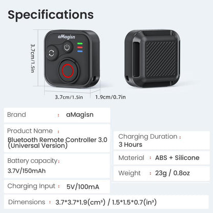 aMagisn Bluetooth Remote Controller 3.0 Universal Version For Insta360, GoPro Hero, Android/ios Smartphones, DJI OSMO 360, Action 6/5 Pro/4, AM40 - ORIWHIZaMagisnDJI & Insta360 AccessoriesOther Insta360 Accessories
