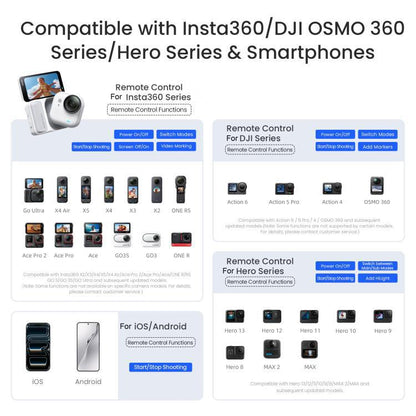 aMagisn Bluetooth Remote Controller 3.0 Universal Version For Insta360, GoPro Hero, Android/ios Smartphones, DJI OSMO 360, Action 6/5 Pro/4, AM40 - ORIWHIZaMagisnDJI & Insta360 AccessoriesOther Insta360 Accessories