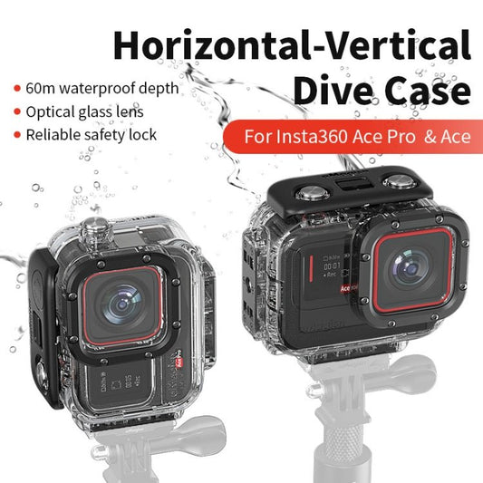 aMagisn Horizontal and Vertical Shooting Dive Shell 60m Waterproof Shell Accessories, For Insta360 Ace Pro, For Insta360 Ace - ORIWHIZaMagisnDJI & Insta360 AccessoriesInsta360 Ace Series