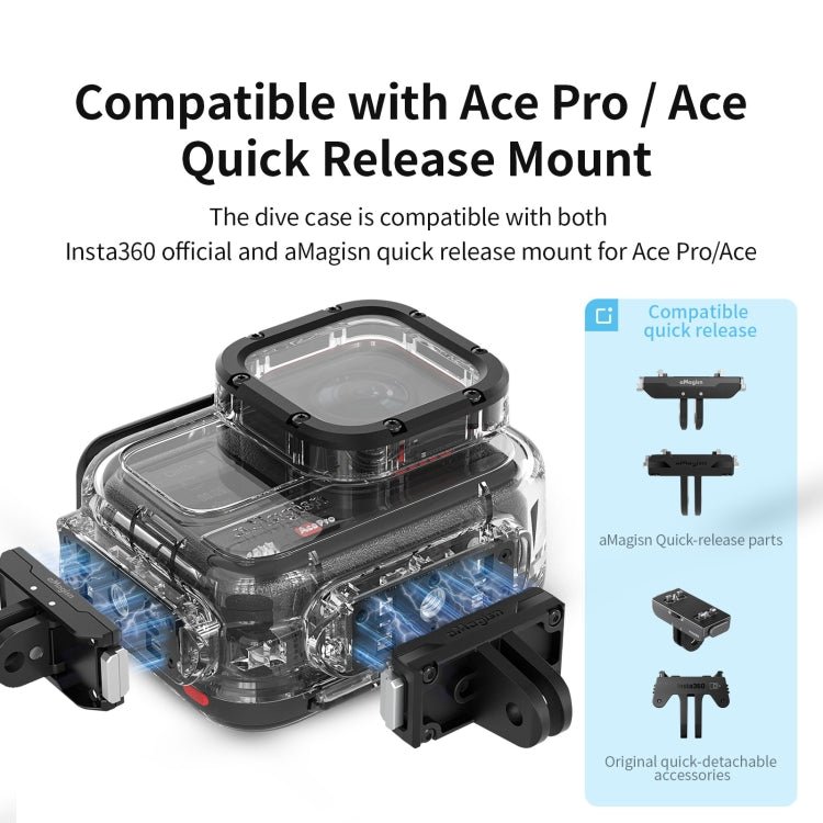 aMagisn Horizontal and Vertical Shooting Dive Shell 60m Waterproof Shell Accessories, For Insta360 Ace Pro, For Insta360 Ace - ORIWHIZaMagisnDJI & Insta360 AccessoriesInsta360 Ace Series