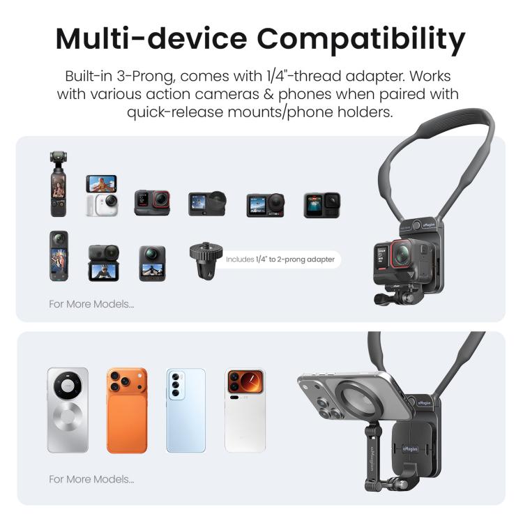 AMagisn Invisible Magnetic Neck Mount For First - Person View Vlogging Compatible With GoPro/Insta360/Smartphones - ORIWHIZaMagisnDJI & Insta360 AccessoriesNeck Mount