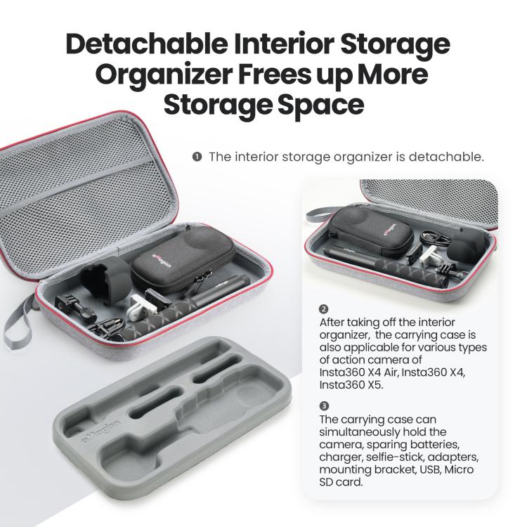 aMagisn Medium Carrying Case For Insta360 X4 Air/X4/X5 Hard EVA Shell with Removable Soft Interior, For Insta360 X4 Air/X4/X5 - ORIWHIZaMagisnDJI & Insta360 AccessoriesInsta360 X Series