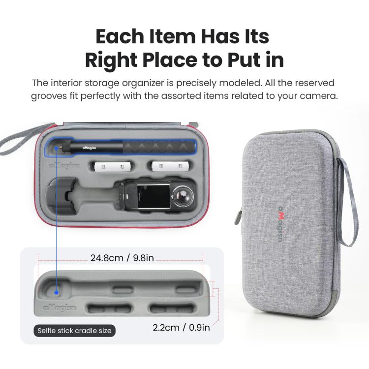 aMagisn Medium Carrying Case For Insta360 X4 Air/X4/X5 Hard EVA Shell with Removable Soft Interior, For Insta360 X4 Air/X4/X5 - ORIWHIZaMagisnDJI & Insta360 AccessoriesInsta360 X Series