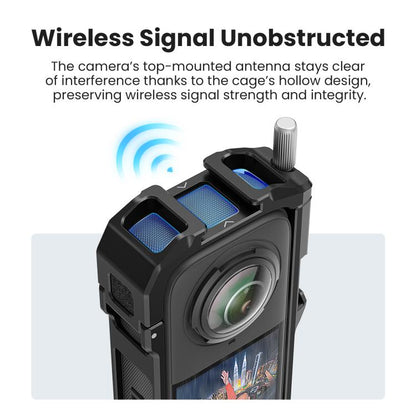 aMagisn Metal Cage for Insta360 X5 Wind Noise Reduction, Shockproof Mount with Dual Cold Shoe, PF01 - ORIWHIZaMagisnDJI & Insta360 AccessoriesInsta360 X Series
