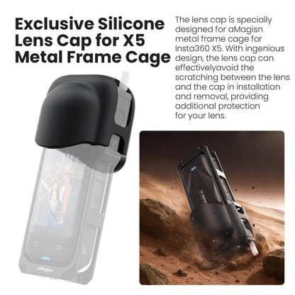aMagisn Metal Cage for Insta360 X5 Wind Noise Reduction, Shockproof Mount with Dual Cold Shoe, PF01 - ORIWHIZaMagisnDJI & Insta360 AccessoriesInsta360 X Series
