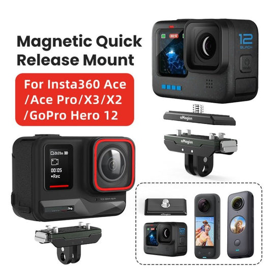 AMagisn Metal Magnetic Quick Release + Top Cover, para Insta360 Ace / Ace Pro / X5 / X3 / X2 / GoPro HERO12 Black, Metal+Top Cover - ORIWHIZaMagisn Accesorios DJI e Insta360 Serie Insta360 Ace