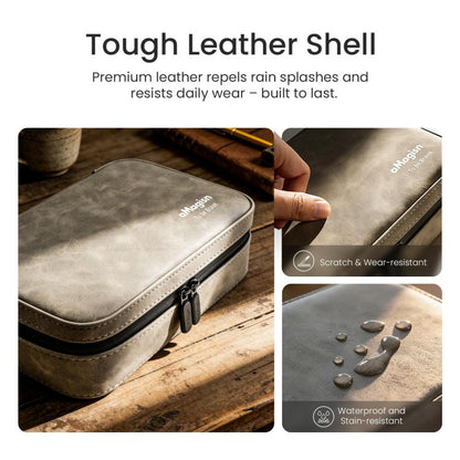 aMagisn Nubuck Leather Action Camera Carrying Case Small Travel Storage Bag with Adjustable Dividers - ORIWHIZaMagisnCase & BagsDJI & Insta360 Accessories