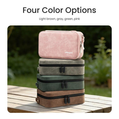 aMagisn Nubuck Leather Action Camera Carrying Case Small Travel Storage Bag with Adjustable Dividers - ORIWHIZaMagisnCase & BagsDJI & Insta360 Accessories