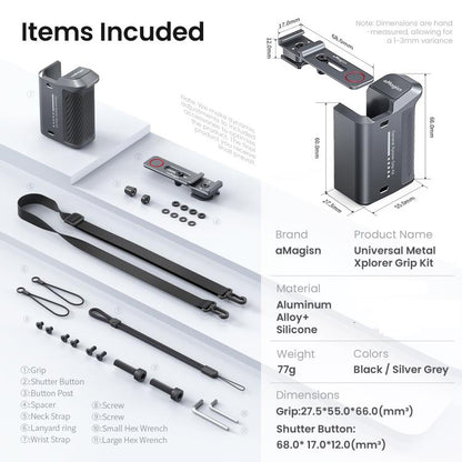 aMagisn Universal Camera Metal Xplorer Grip Kit For DJI Osmo Action/Insta360/GoPro HERO Series - ORIWHIZaMagisnDJI & Insta360 AccessoriesInsta360 GO Series