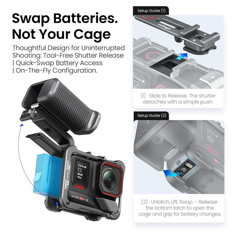aMagisn Universal Camera Metal Xplorer Grip Kit For DJI Osmo Action/Insta360/GoPro HERO Series - ORIWHIZaMagisnDJI & Insta360 AccessoriesInsta360 GO Series