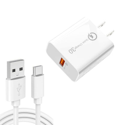 APD - 2003 18W QC3.0 Single Port USB Charger with 1m USB to Type - C Data Cable, EU Plug + USB to Type - C Cable, US Plug + USB to Type - C Cable - ORIWHIZ