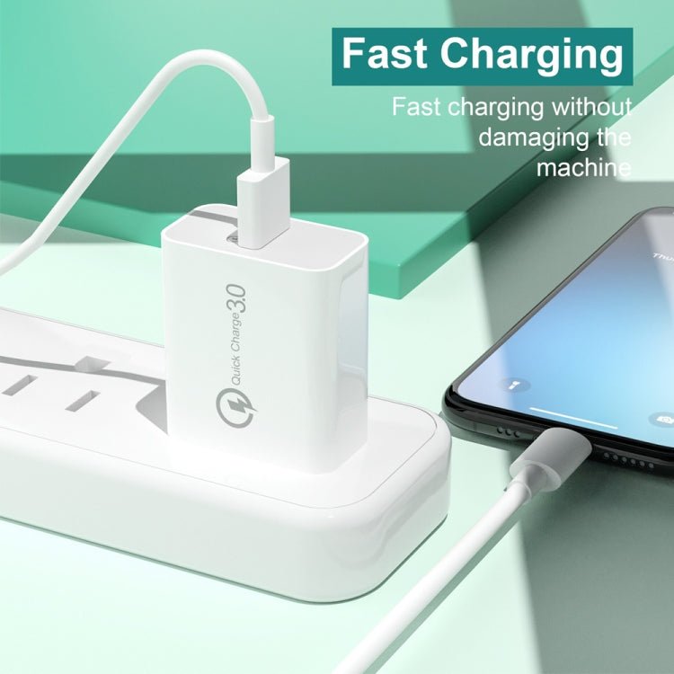APD - 2003 18W QC3.0 Single Port USB Charger with 1m USB to Type - C Data Cable, EU Plug + USB to Type - C Cable, US Plug + USB to Type - C Cable - ORIWHIZ