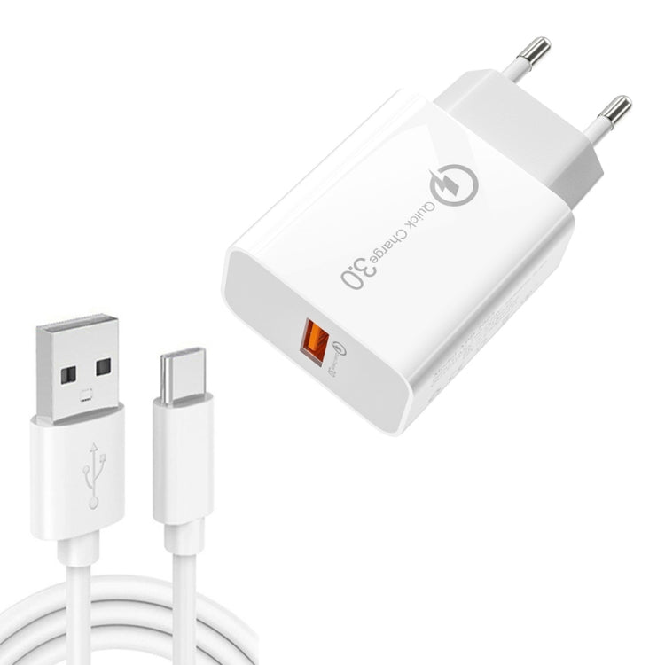 APD - 2003 18W QC3.0 Single Port USB Charger with 1m USB to Type - C Data Cable, EU Plug + USB to Type - C Cable, US Plug + USB to Type - C Cable - ORIWHIZ