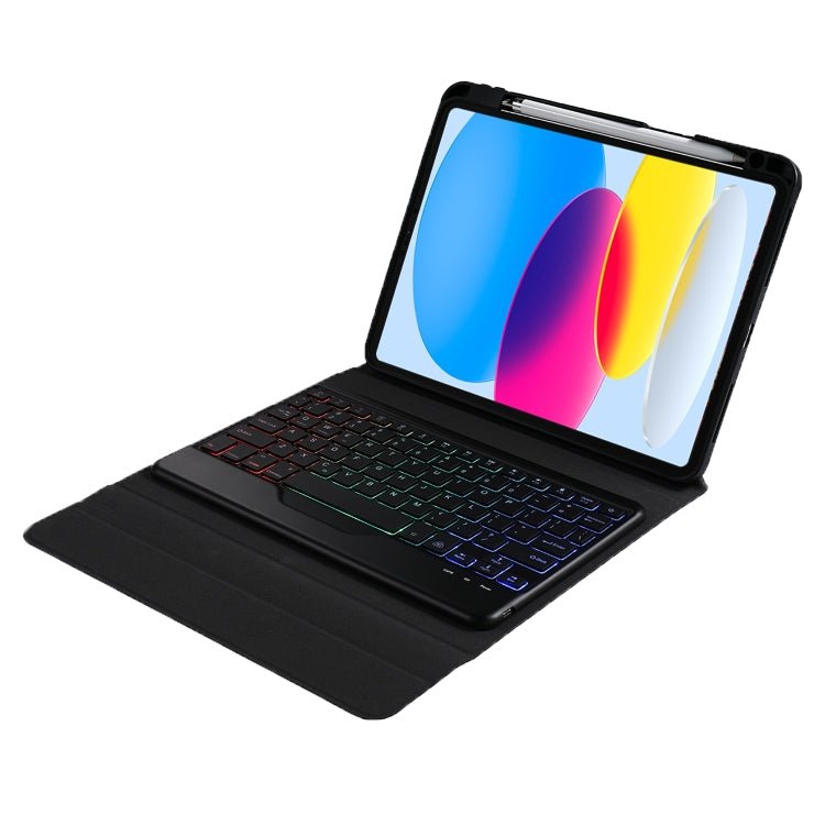 B10S Triangle Holder Three - color Backlight Bluetooth Keyboard Leather Case, With Three - color Backlight - ORIWHIZApple AccessoriesiPad KeyboardiPad Keyboard Universal