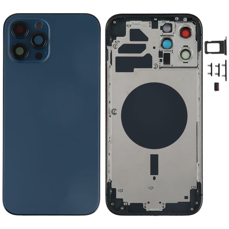 Back Housing Cover with SIM Card Tray & Side keys & Camera Lens for iPhone 12 Pro Max, For iPhone 12 Pro Max(with Card Tray & Side Keys), For iPhone 12 Pro Max(with SIM Card Tray & Side Keys) - ORIWHIZ