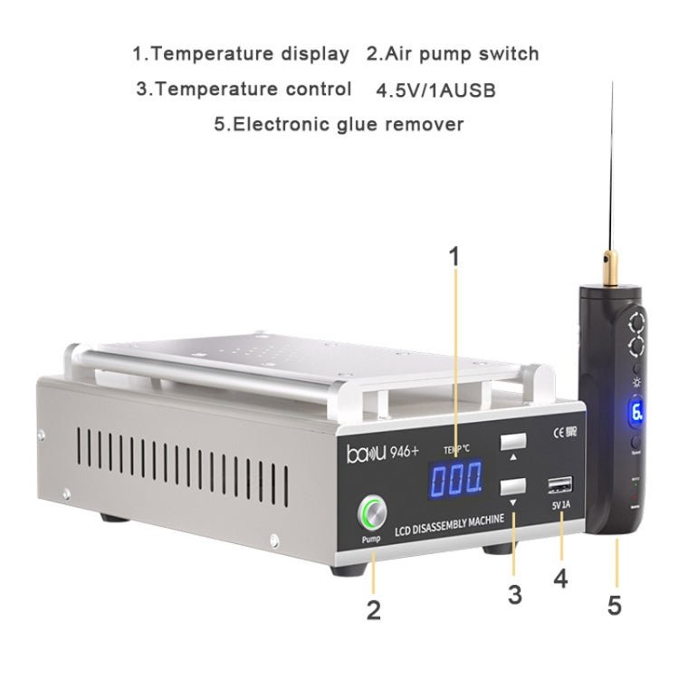 Baku BA - 946+ 9 Inch 450W Phone Screen Separator With Electronic Glue Remove, 110V US Plug, 220V EU Plug - ORIWHIZ