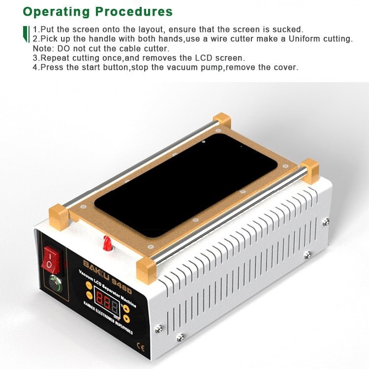 BAKU BK - 948D 500W Vacuum Anti - static LCD Touch Panel Separator Machine, AC 110V US Plug, BAKU BK - 948D AC 110V US Plug - ORIWHIZ