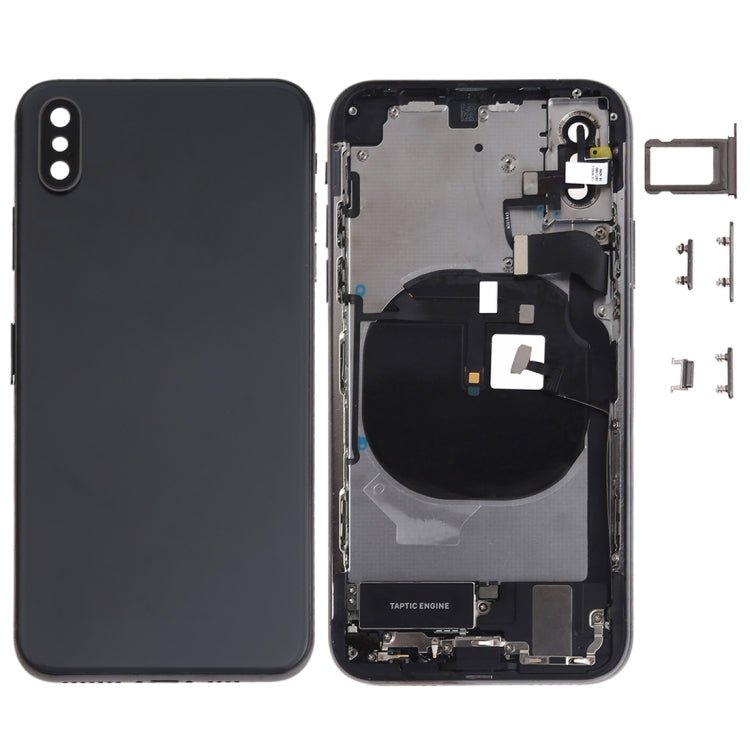 Battery Back Cover Assembly (with Side Keys & Speaker Ringer Buzzer & Motor & Camera Lens & Card Tray & Power Button + Volume Button + Charging Port + Signal Flex Cable & Wireless Charging Module) for iPhone XS, For iPhone XS (Full Assembly) - ORIWHIZ
