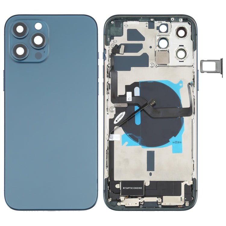 Battery Back Cover Assembly (with Side Keys & Speaker Ringer Buzzer & Motor & Camera Lens & Card Tray & Power Button + Volume Button + Charging Port & Wireless Charging Module) for iPhone 12 Pro Max, For iPhone 12 Pro Max(Assembly) - ORIWHIZ
