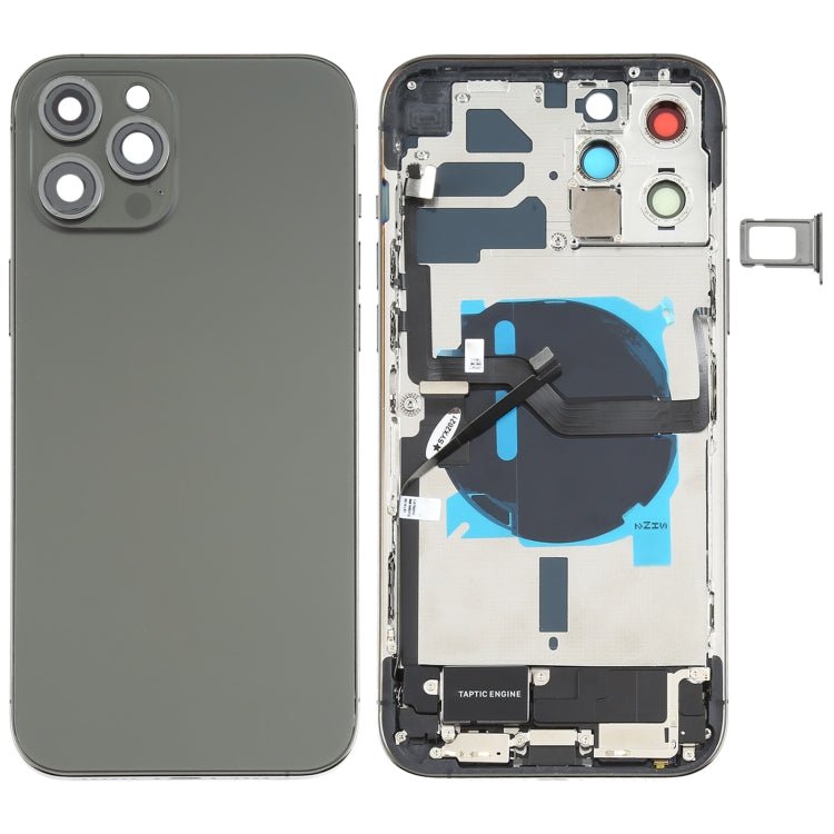 Battery Back Cover Assembly (with Side Keys & Speaker Ringer Buzzer & Motor & Camera Lens & Card Tray & Power Button + Volume Button + Charging Port & Wireless Charging Module) for iPhone 12 Pro Max, For iPhone 12 Pro Max(Assembly) - ORIWHIZ