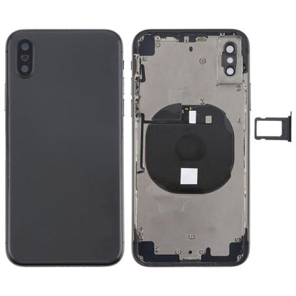 Battery Back Cover Assembly with Side Keys & Wireless Charging Module & Volume Button Flex Cable & Card Tray for iPhone X, For iPhone X (Charging Module), For iPhone X (Full Assembly) - ORIWHIZ