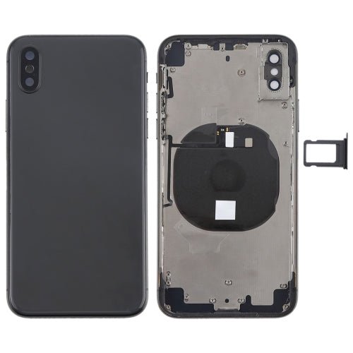 Battery Back Cover Assembly with Side Keys & Wireless Charging Module & Volume Button Flex Cable & Card Tray for iPhone X, For iPhone X (Charging Module), For iPhone X (Full Assembly) - ORIWHIZ