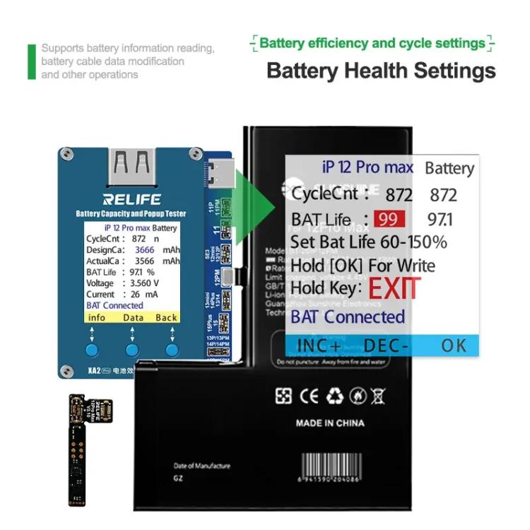 Battery Health Rate Tester No External Cable Battery Efficiency Popup Tester, RELIFE XA2 Pro - ORIWHIZ