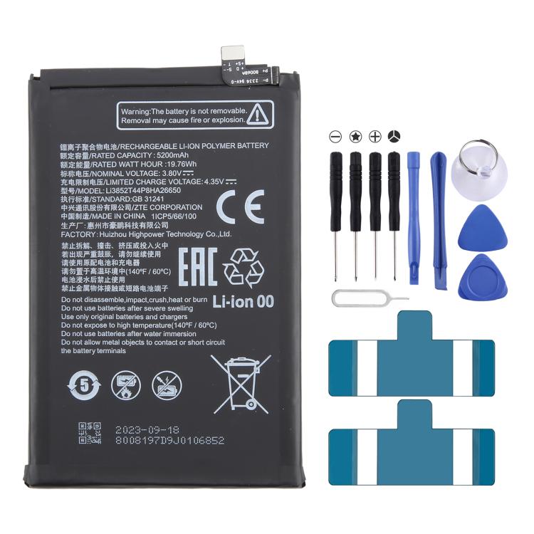 Battery Replacement, For ZTE Axon 60 / 60 Lite E6706ZTE - B 5000mAh, For ZTE Blade A34 / A54 GH6701 - GH6702 5000mAh, For ZTE Nubia Z60 Ultra Li3959T45P8h816761 6000mAh, For ZTE Blade V50 Vita Li3852T44P8HA26650 5200mAh - ORIWHIZ
