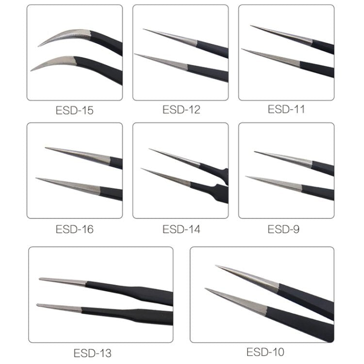 BEST BST - 12 Precision Anti - static ESD Stainless Steel Tweezers, BST - 12 - ORIWHIZ