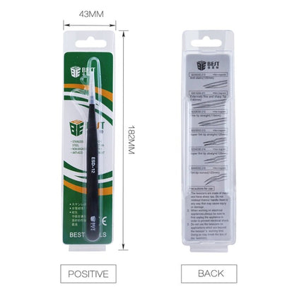 BEST BST - 12 Precision Anti - static ESD Stainless Steel Tweezers, BST - 12 - ORIWHIZ