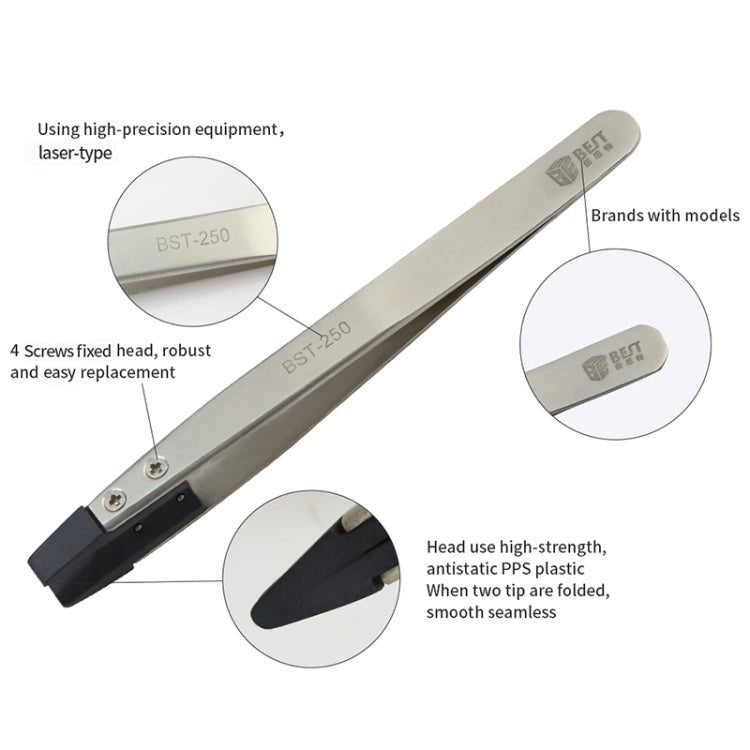 BEST BST - 250 Stainless Steel Snti Static Tweezer, BST - 250 - ORIWHIZ