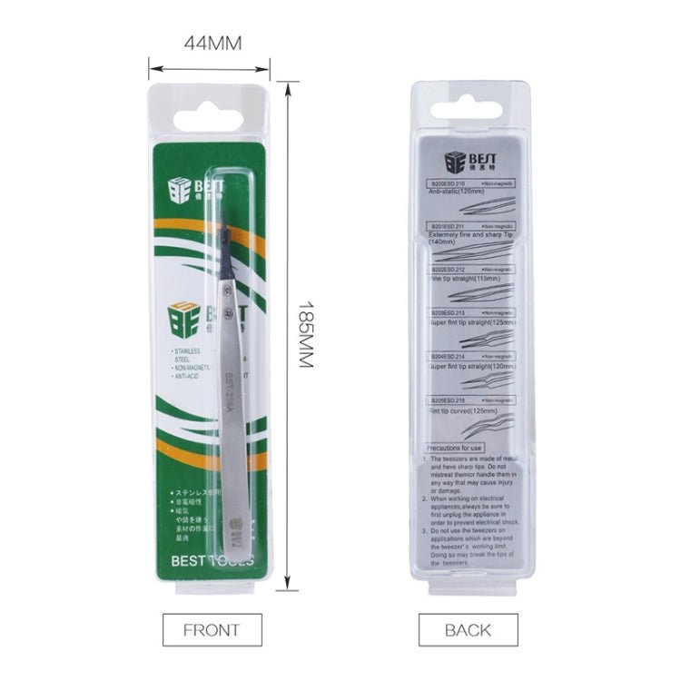 BEST BST - 259A Stainless Steel Snti Static Tweezer, BST - 259A - ORIWHIZ
