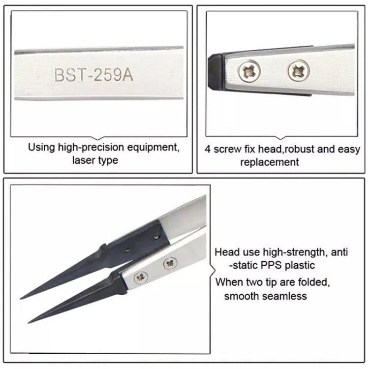 BEST BST - 259A Stainless Steel Snti Static Tweezer, BST - 259A - ORIWHIZ
