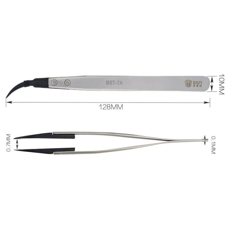 BEST BST - 7A Curved Head Tweezers for Mobile Phone / Computer Repair, BST - 7A - ORIWHIZ