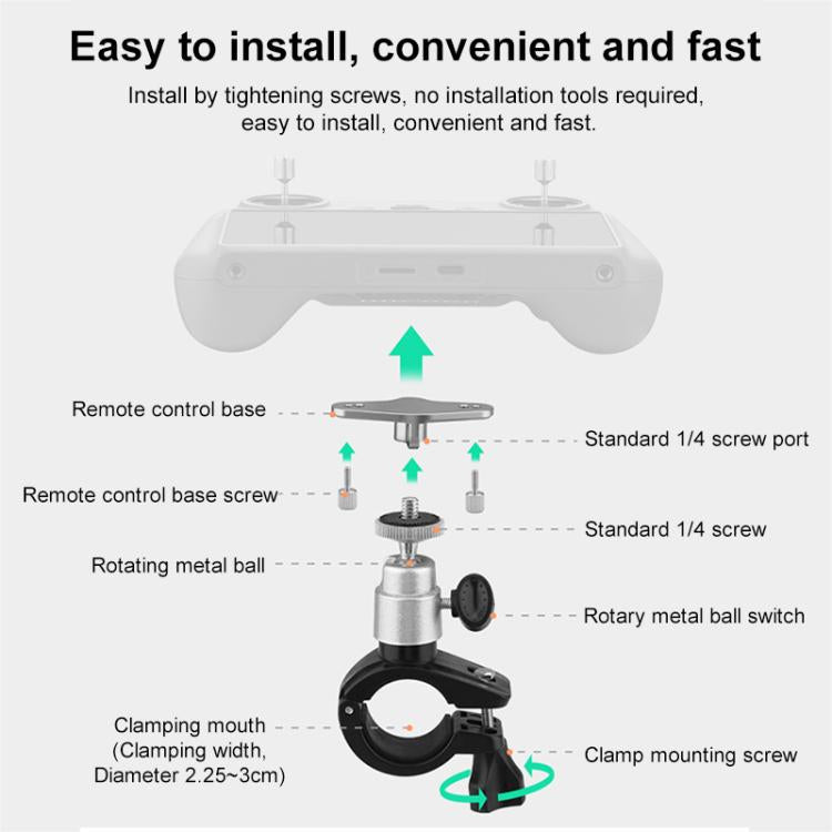 BRDRC Drone Remote Control Adapter Base Bicycle Holder, For DJI RC / RC 2 - ORIWHIZBRDRCDJI & Insta360 AccessoriesDJI Controller Accessories