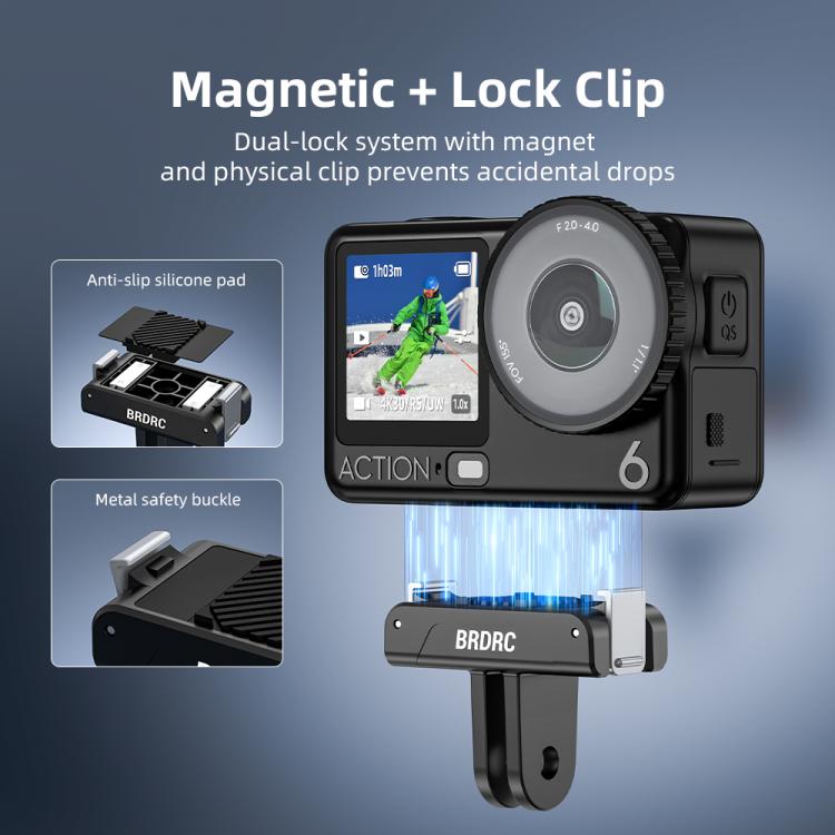 BRDRC For DJI Magnetic Quick - Release Base Two - Claw Stand Extension Accessory, For Osmo Action 6 / Nano, For Osmo Action 3 / 4 / 5 Pro / Osmo 360 - ORIWHIZBRDRCDJI & Insta360 AccessoriesMount & Holder