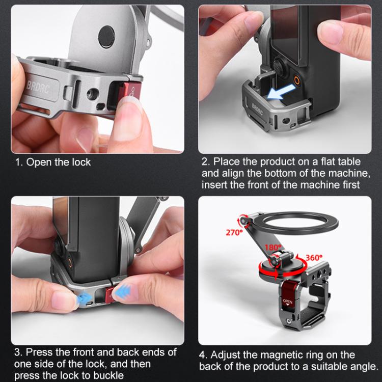 BRDRC Smartphone Teleprompter Stand Desktop Clamp Cold Shoe Extension Mount, Dark Grey - ORIWHIZBRDRCDJI & Insta360 AccessoriesMount & Holder