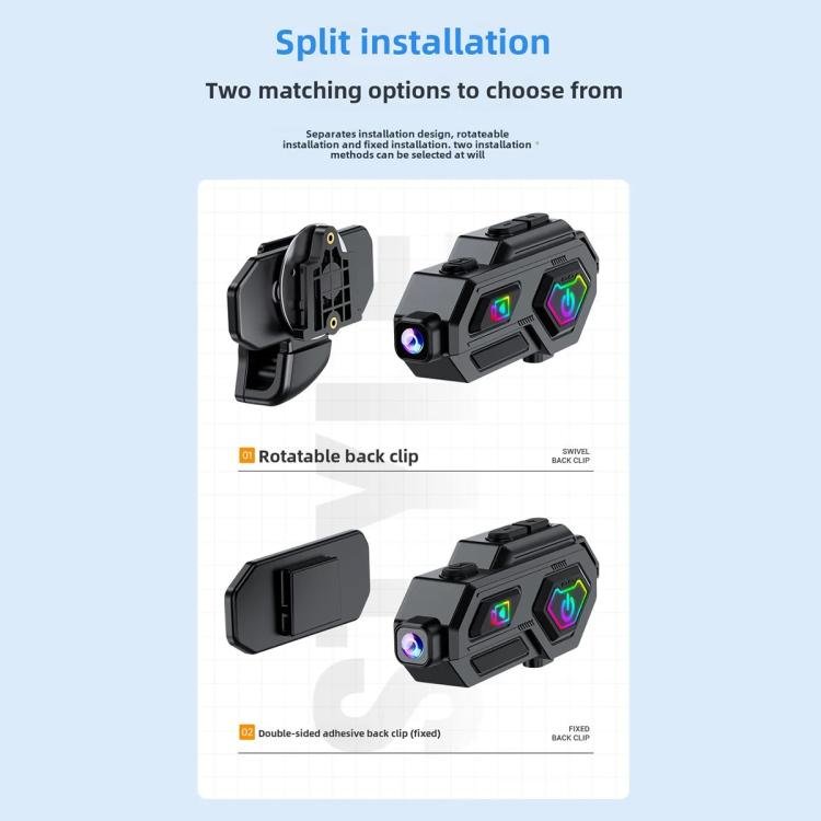 C8Max Motorcycle Intercom Video Helmet Bluetooth Headset HD Video Recorder, Soft Mic, Hard Mic, Soft and Hard Mics - ORIWHIZConsumer ElectronicsMotorcycle Walkie TalkieWalkie Talkie