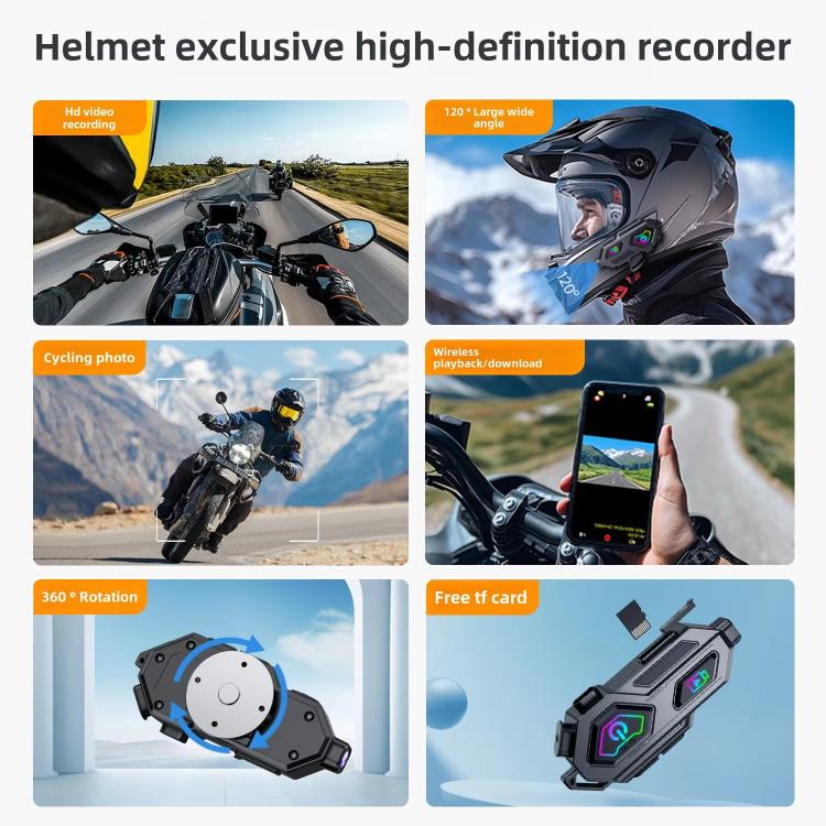 C8Max Motorcycle Intercom Video Helmet Bluetooth Headset HD Video Recorder, Soft Mic, Hard Mic, Soft and Hard Mics - ORIWHIZConsumer ElectronicsMotorcycle Walkie TalkieWalkie Talkie