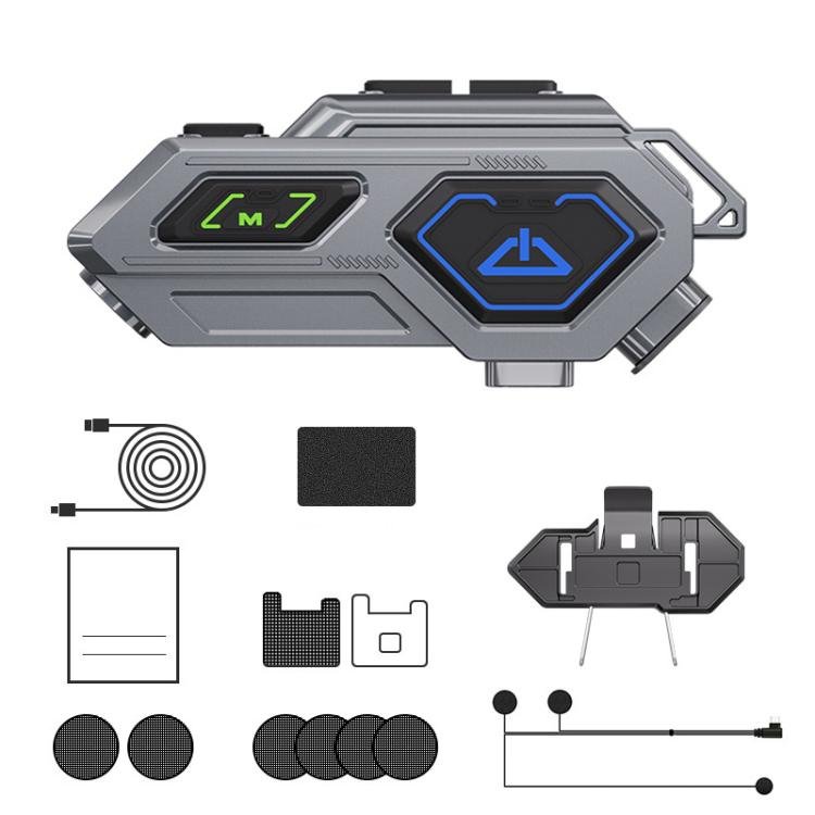 C8Pro IPX7 Waterproof Two - Person Intercom Helmet Bluetooth Headset With Flashlight, Soft Mic, Hard Mic, Soft and Hard Mics - ORIWHIZConsumer ElectronicsMotorcycle Walkie TalkieWalkie Talkie