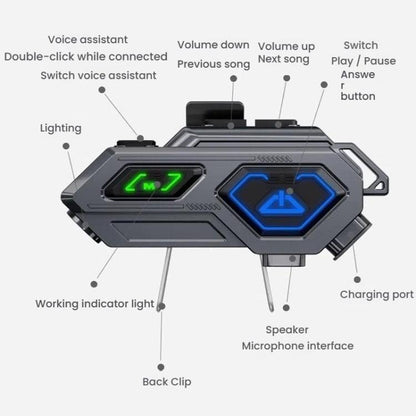 C8Pro IPX7 Waterproof Two - Person Intercom Helmet Bluetooth Headset With Flashlight, Soft Mic, Hard Mic, Soft and Hard Mics - ORIWHIZConsumer ElectronicsMotorcycle Walkie TalkieWalkie Talkie