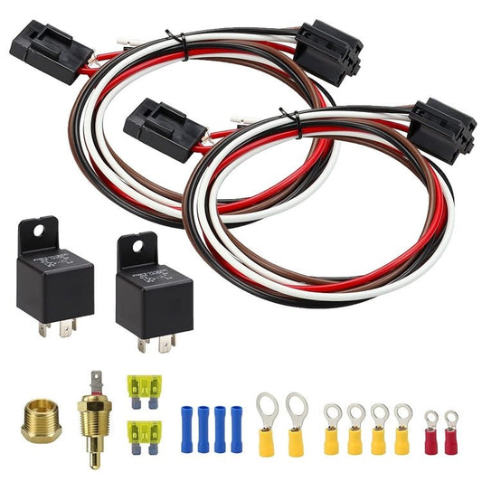 Car 12V 40A 175 - 185 Degree Thermostat Dual Electric Cooling Fan Wiring Relay Sensor Kit, Electric Cooling Fan Wiring Relay - ORIWHIZCar Replacement PartsDIY CablesIn Car