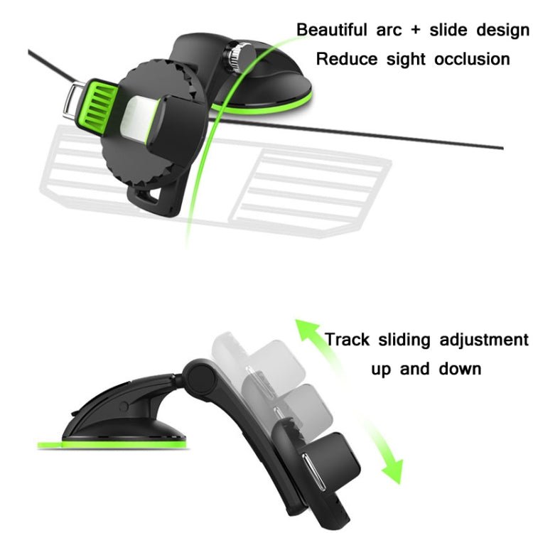 Car Diamond Suction Cup Mobile Phone Holder, Green, Black - ORIWHIZ