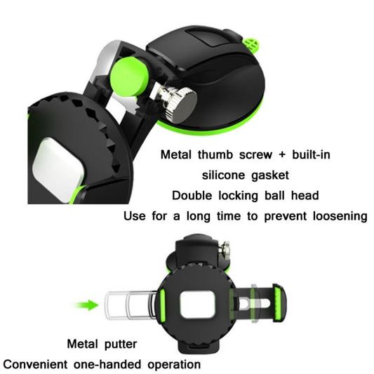 Car Diamond Suction Cup Mobile Phone Holder, Green, Black - ORIWHIZ