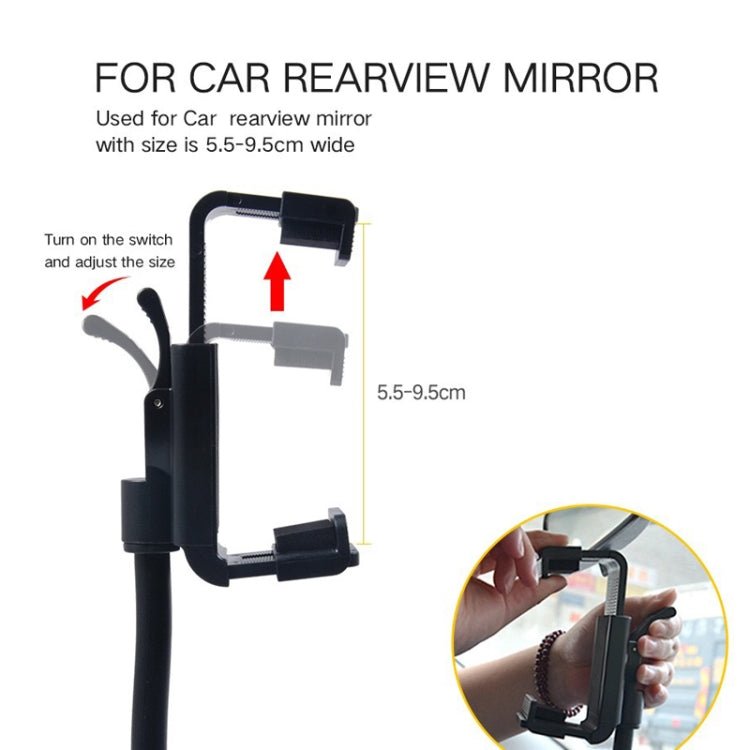 Car Rearview Mirror Hose Bracket Mobile Phone Clip Universal Navigation Bracket, H59+C38 - ORIWHIZ